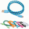 Fabric Braided Colorful USB Data for iPhone &Samsung and Other Cell Phones